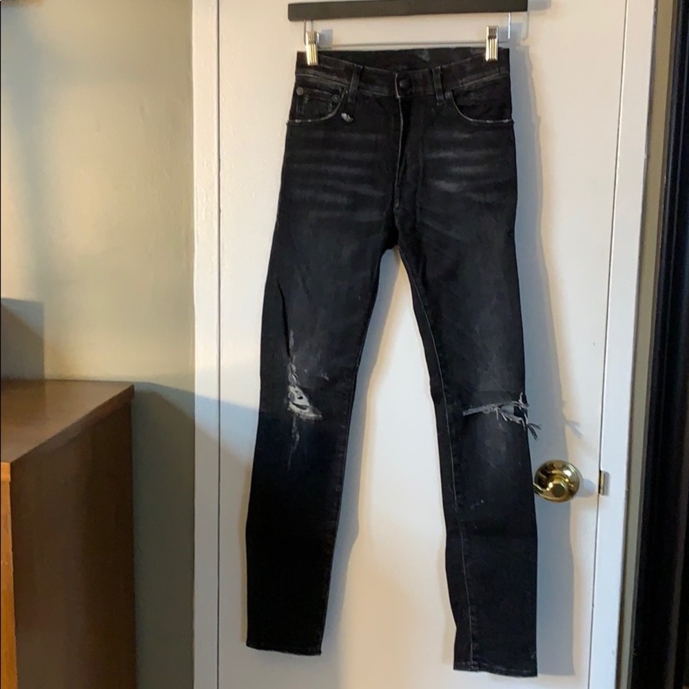 R13 black high rise skinny jeans